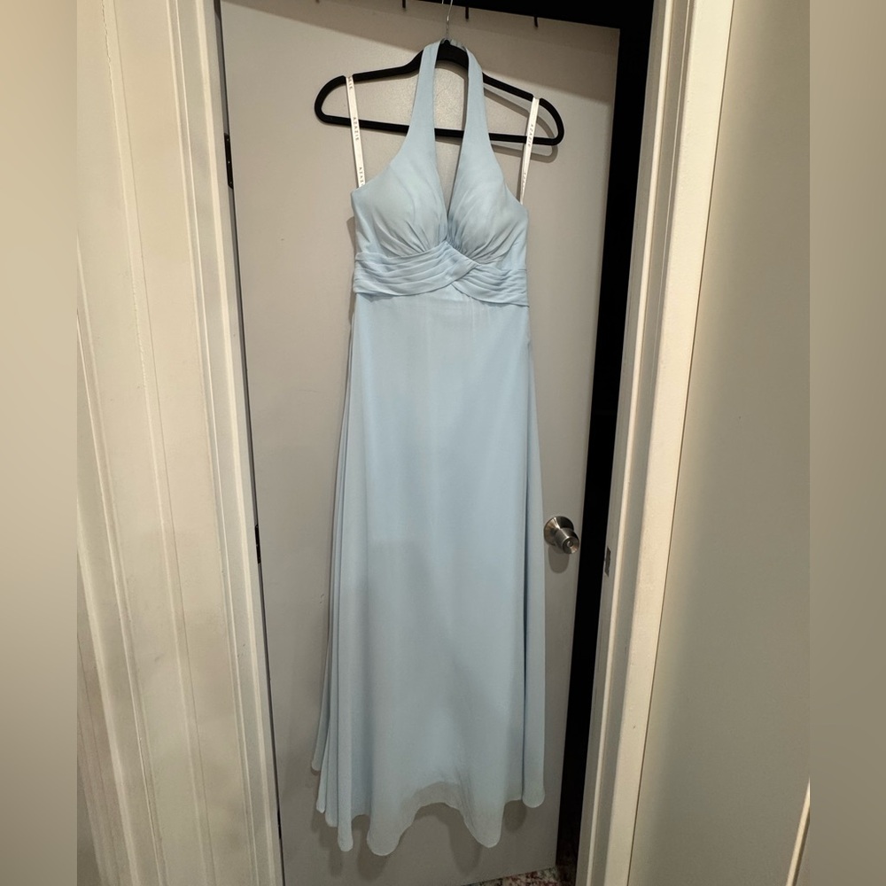 Azazie Blue Halter Backless Gown
